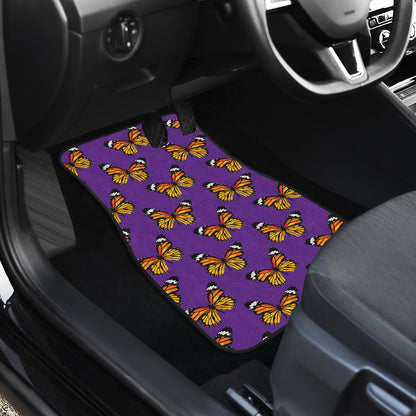 Monarch Butterfly Purple Print Pattern Car Floor Mats Front Back