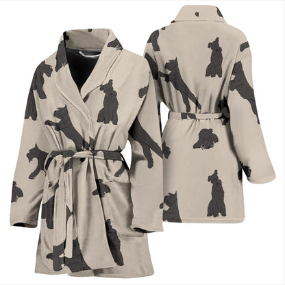 Schnauzers Pattern Print Design A06 Women Bathrobe