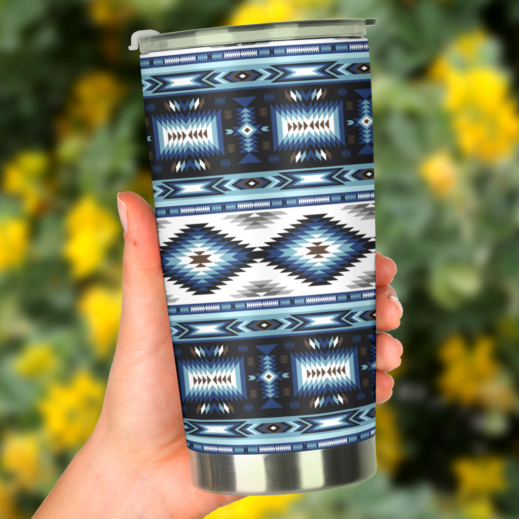 Navajo Dark Blue Print Pattern Tumbler