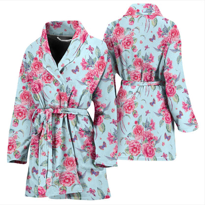 Camellia Pattern Print Design 01 Women Bathrobe
