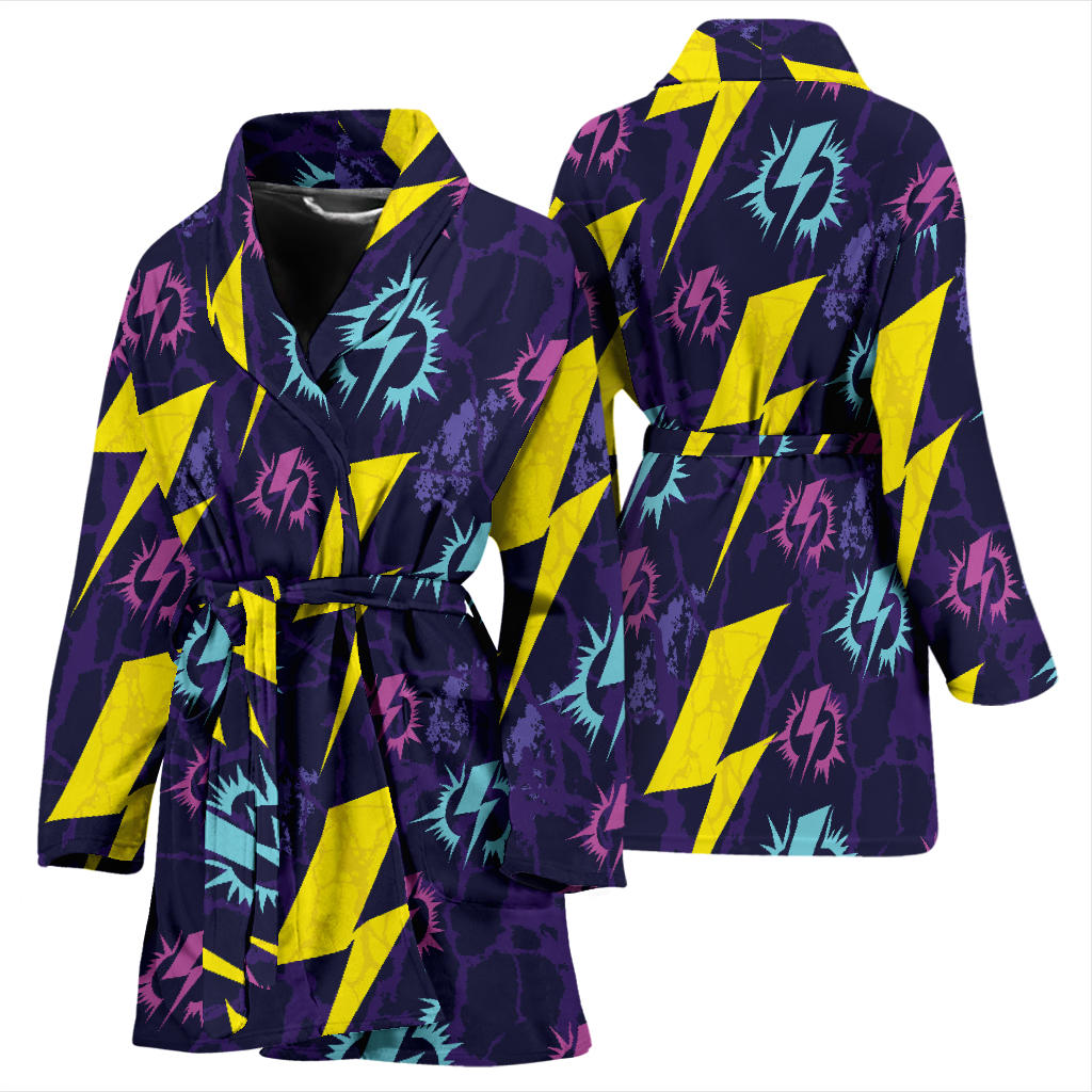 Lightning Thunder Pattern Print Design 01 Women Bathrobe