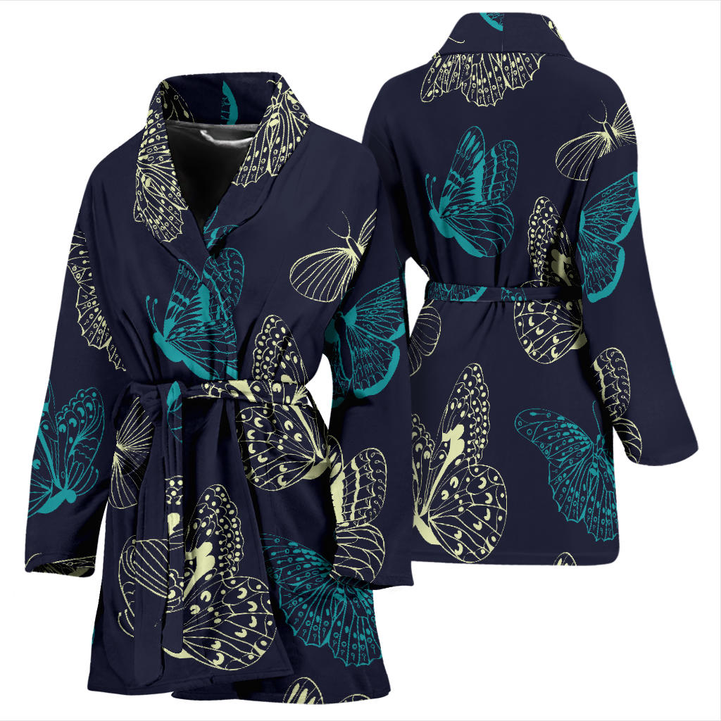 Monarch Butterfly Pattern Print Design 01 Women Bathrobe