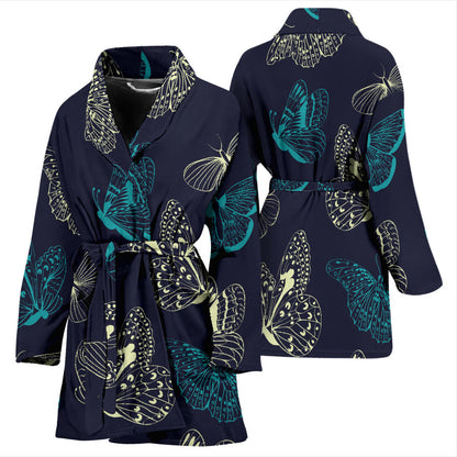 Monarch Butterfly Pattern Print Design 01 Women Bathrobe