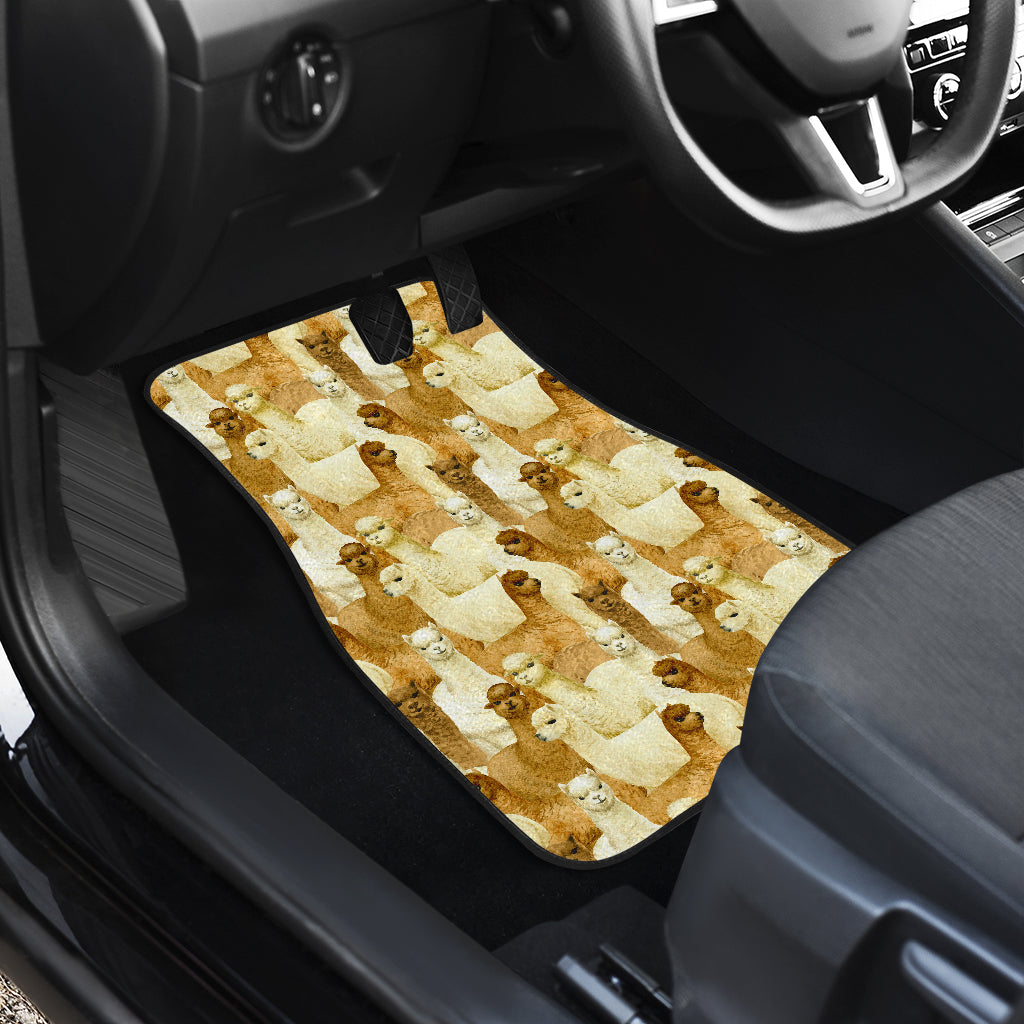 Alpaca Watercolor Design Themed Print Car Floor Mats Front Back
