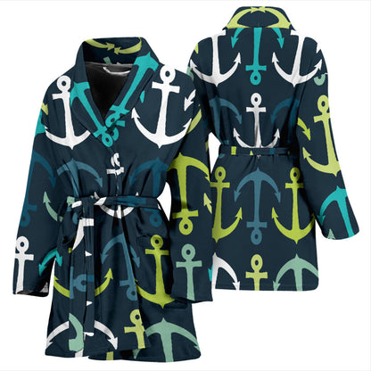 Anchor Pattern Print Design 03 Women Bathrobe