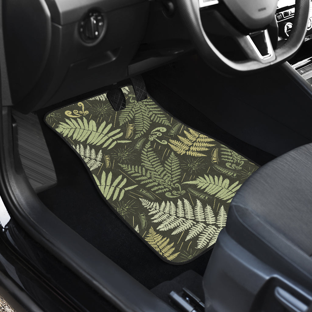 Fern Leave Green Print Pattern Car Floor Mats Front Back