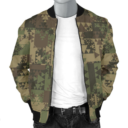 Camouflage Aztec Green Army Print Men Bomber Jacket