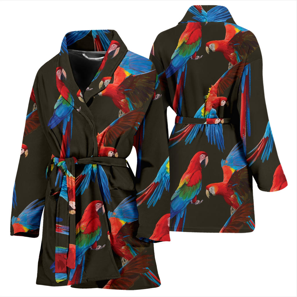 Macaw Pattern Print Design 04 Women Bathrobe