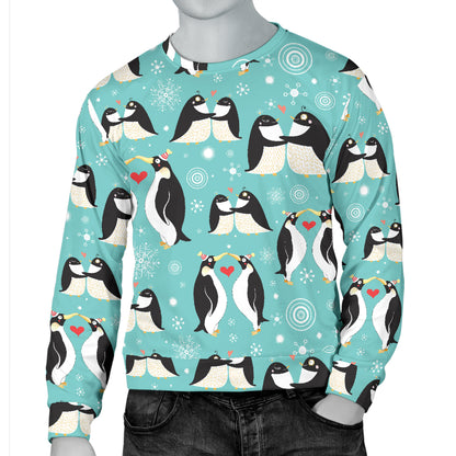 Penguin Love Print Men Long Sleeve Sweatshirt