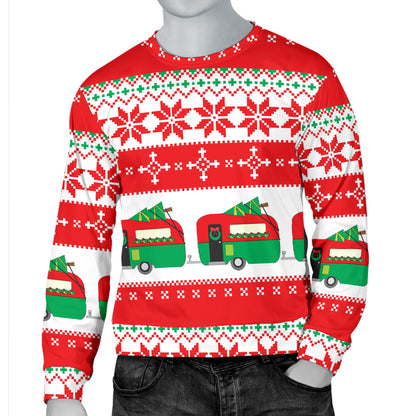 Camper Camping Ugly Christmas Design Print Men Long Sleeve Sweatshirt