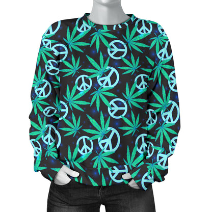 Peace Sign Themed Design Print Women Long Sleeve Sweatshirt