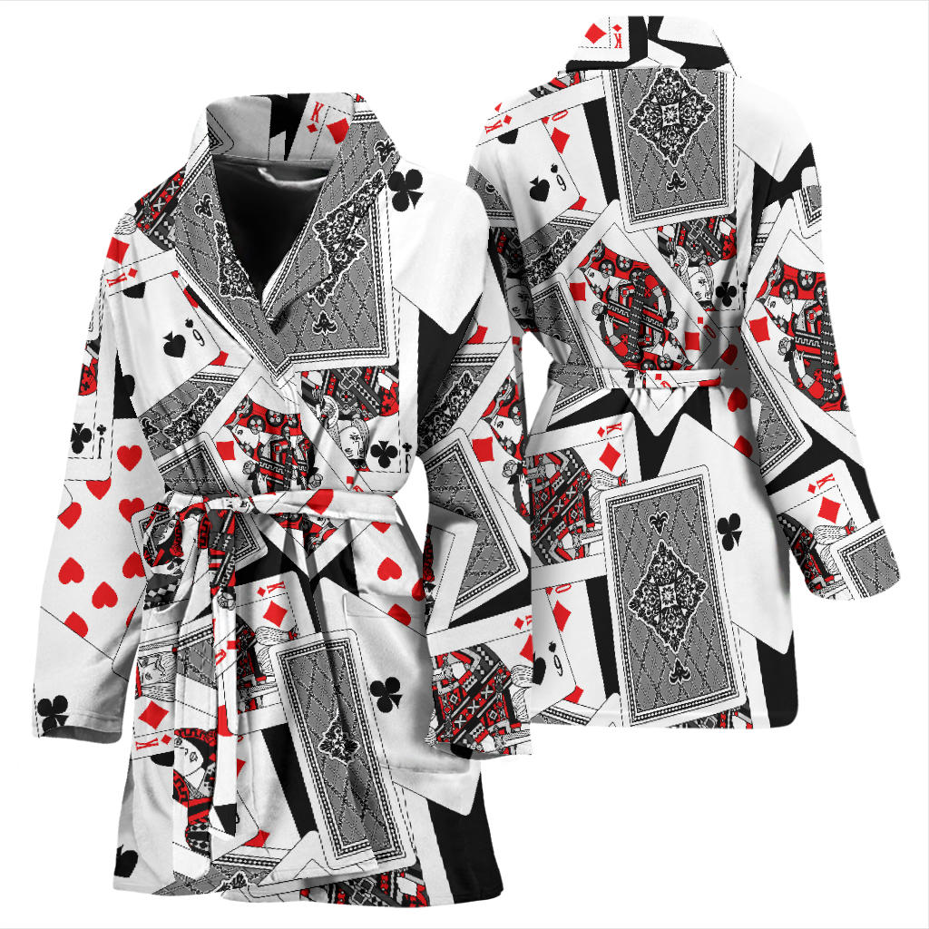 Poker Cards Pattern Print Design A04 Women Bathrobe