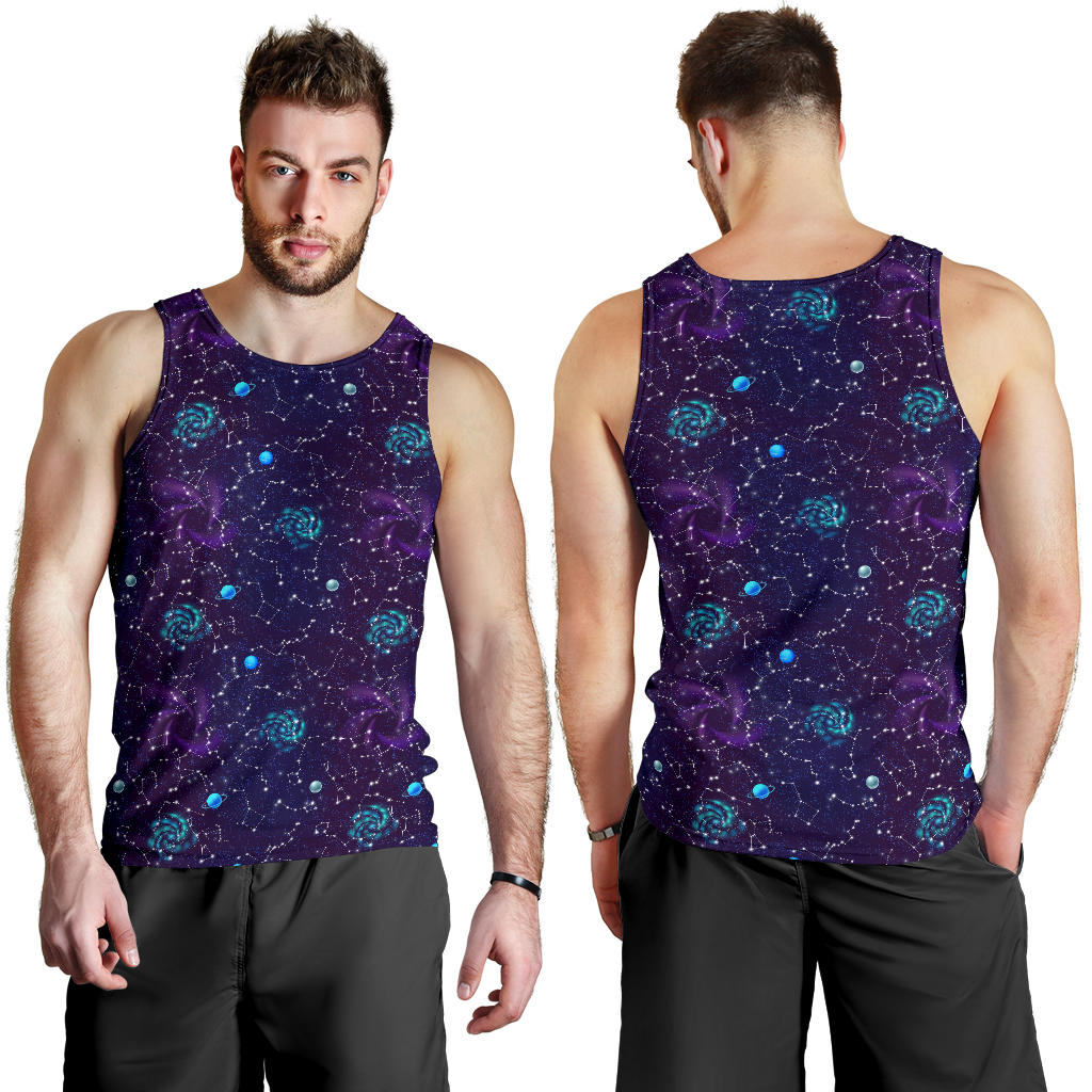 Zodiac Galaxy Design Print Men Tank Top