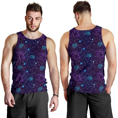 Zodiac Galaxy Design Print Men Tank Top