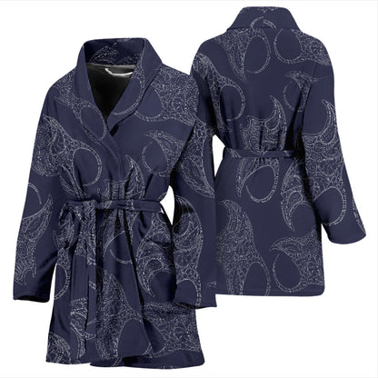 Manta Ray Pattern Print Design 01 Women Bathrobe