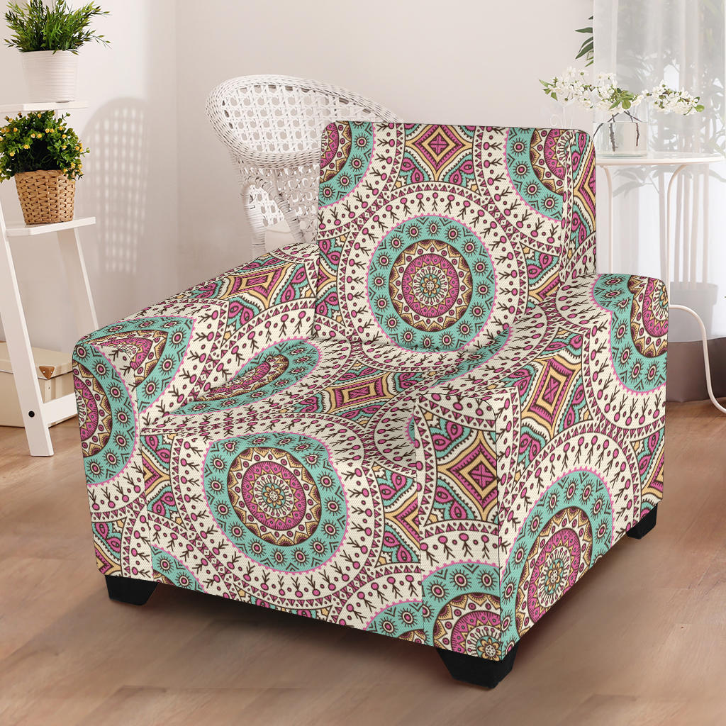 Bohemian Round Style Print Armchair Slipcover