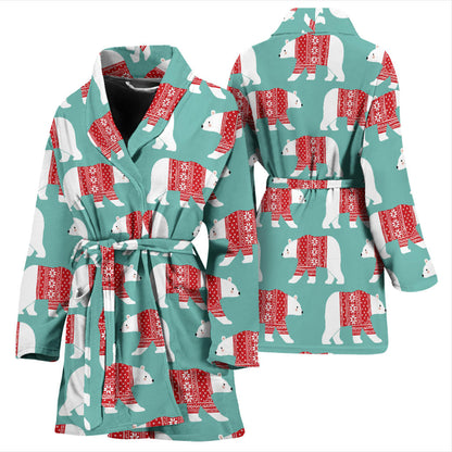 Polar Bear Pattern Print Design A04 Women Bathrobe
