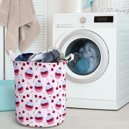 Cherry Cupcake Pink Pattern Laundry Basket