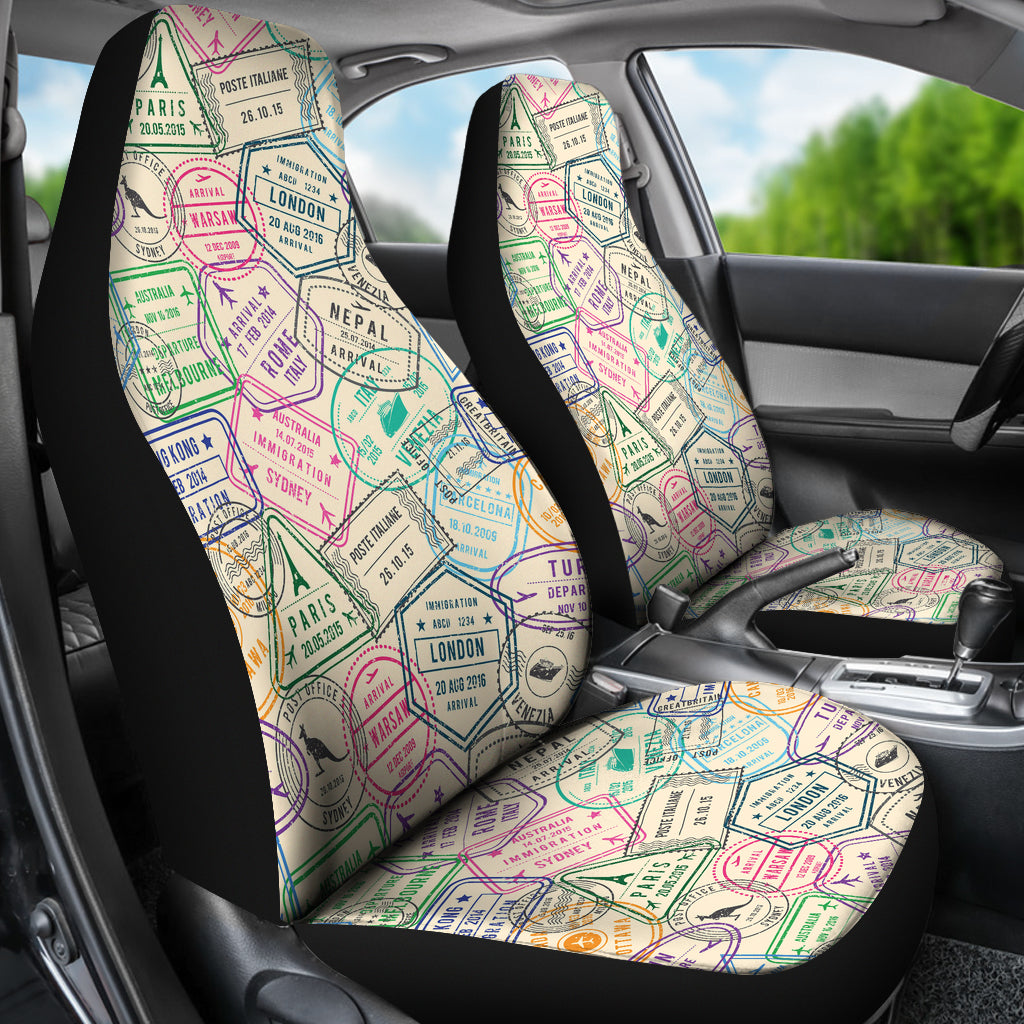 Travel Stamp Print Design LKS303 Car Seat Covers