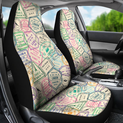 Travel Stamp Print Design LKS303 Car Seat Covers