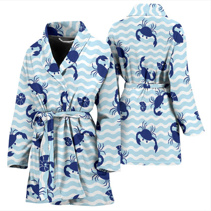 Crab Pattern Print Design 04 Women Bathrobe