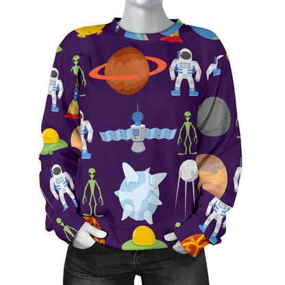Alien Astronaut Planet Women Long Sleeve Sweatshirt