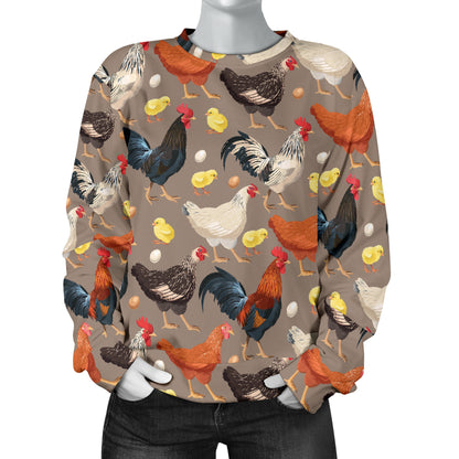 Chicken Evolution Pattern Women Long Sleeve Sweatshirt