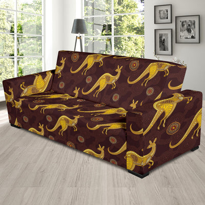 Kangaroos Aboriginal Pattern Print Design 08 Sofa Slipcover