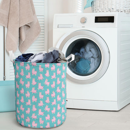 Alpaca Cartoon Design Themed Print Laundry Basket