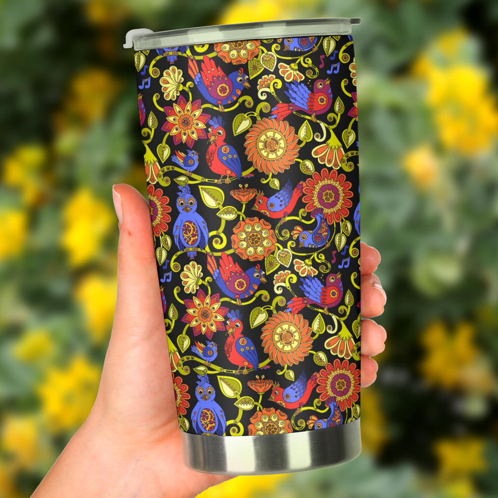 Steampunk Bird Design Themed Print Tumbler
