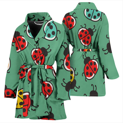 Ladybug Pattern Print Design 02 Women Bathrobe