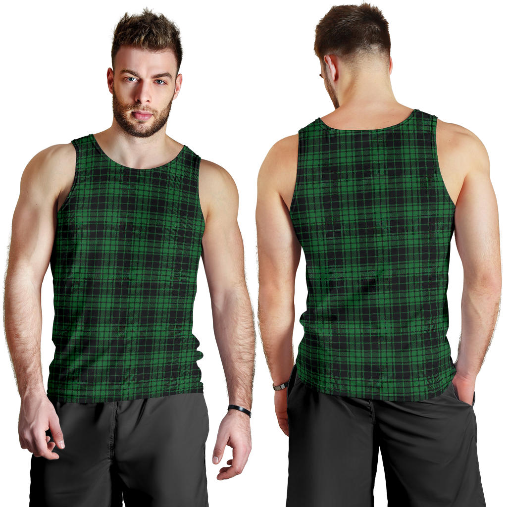 Green Tartan Plaid Pattern Men Tank Top