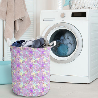 Unicorn Rainbow Star Heart Print Laundry Basket