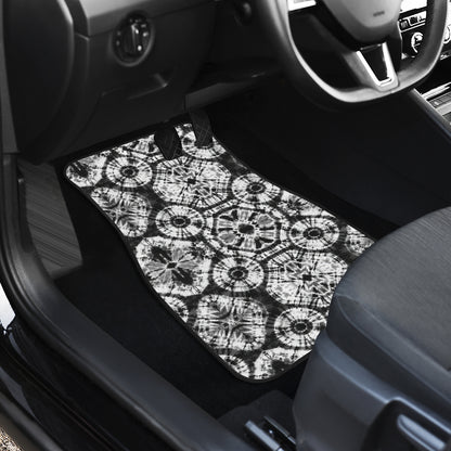 Tie Dye Black White Design Print Car Floor Mats Front Back