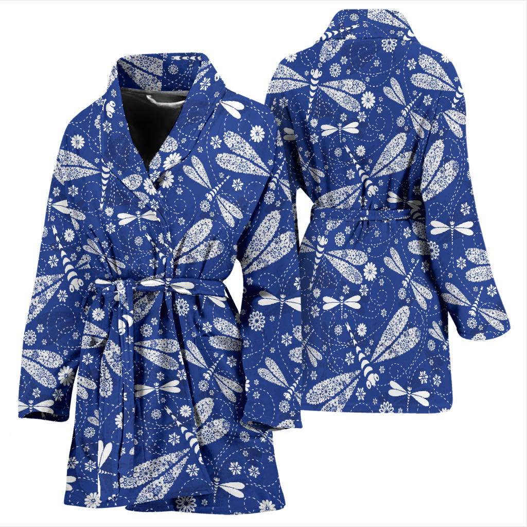 Dragonfly Pattern Print Design 03 Women Bathrobe