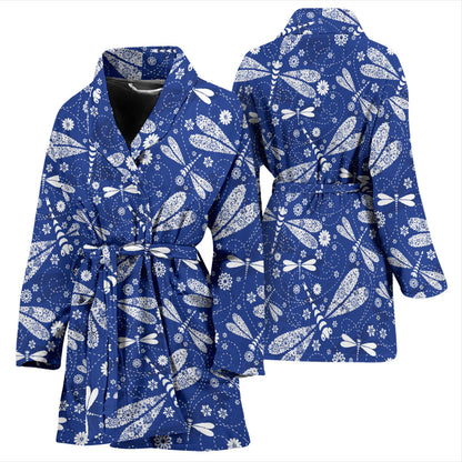 Dragonfly Pattern Print Design 03 Women Bathrobe