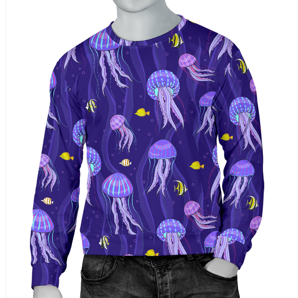 Jellyfish Style Print Men Long Sleeve Sweatshirt