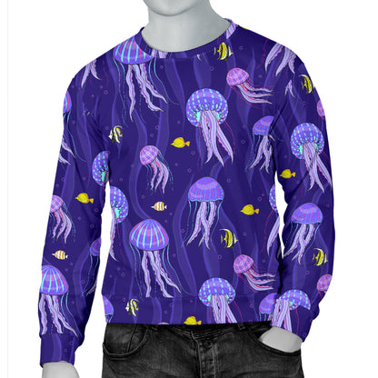 Jellyfish Style Print Men Long Sleeve Sweatshirt