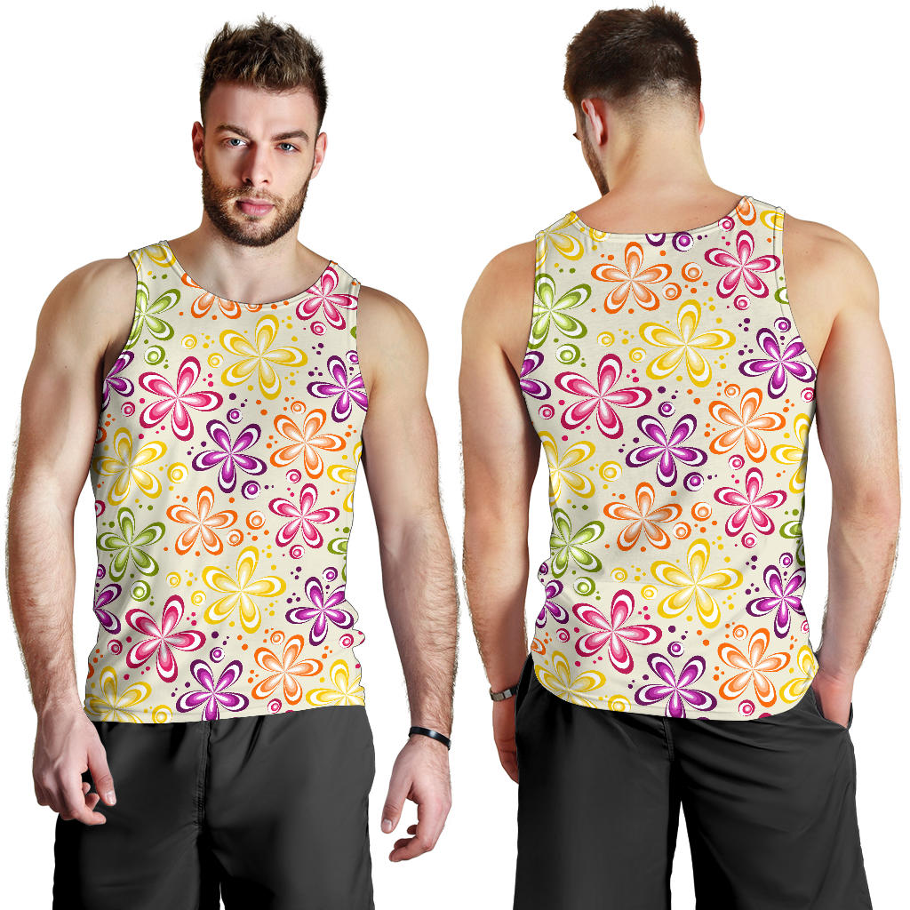 Flower Power Colorful Design Print Men Tank Top