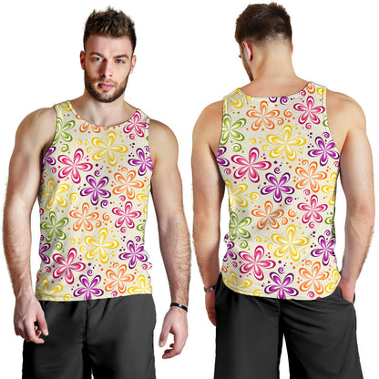 Flower Power Colorful Design Print Men Tank Top