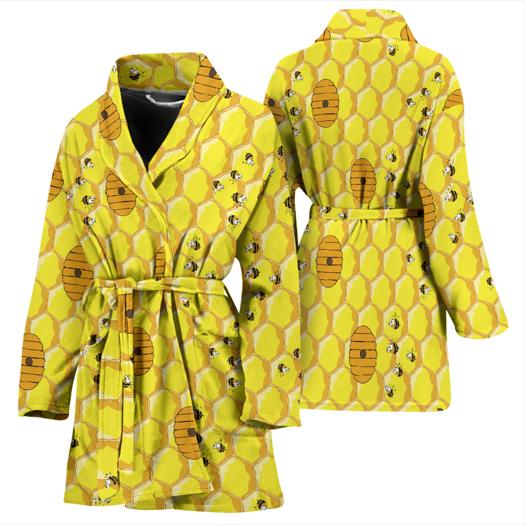 Honey Bee Print Design LKS303 Women Bathrobe