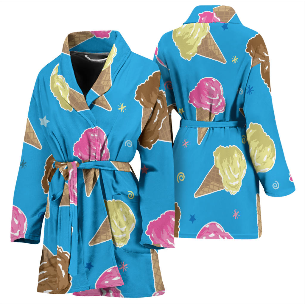 Ice Cream Pattern Print Design 01 Women Bathrobe
