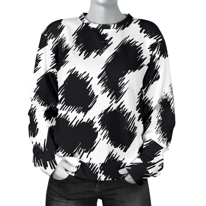 Cheetah Black Print Pattern Women Long Sleeve Sweatshirt