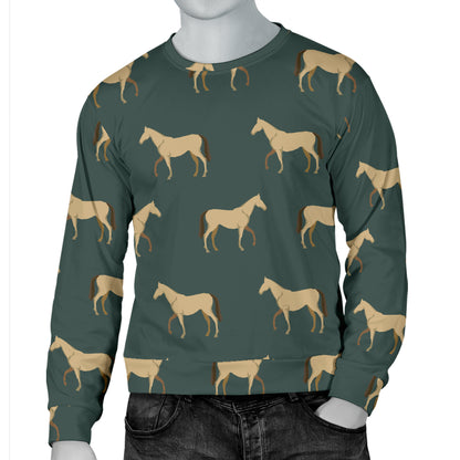 Horse Classic Themed Pattern Print Men Long Sleeve Sweatshirt