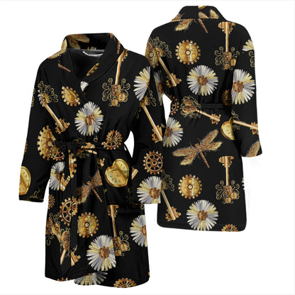 Steampunk Key Dragonfly Print Design LKS303 Men Bathrobe