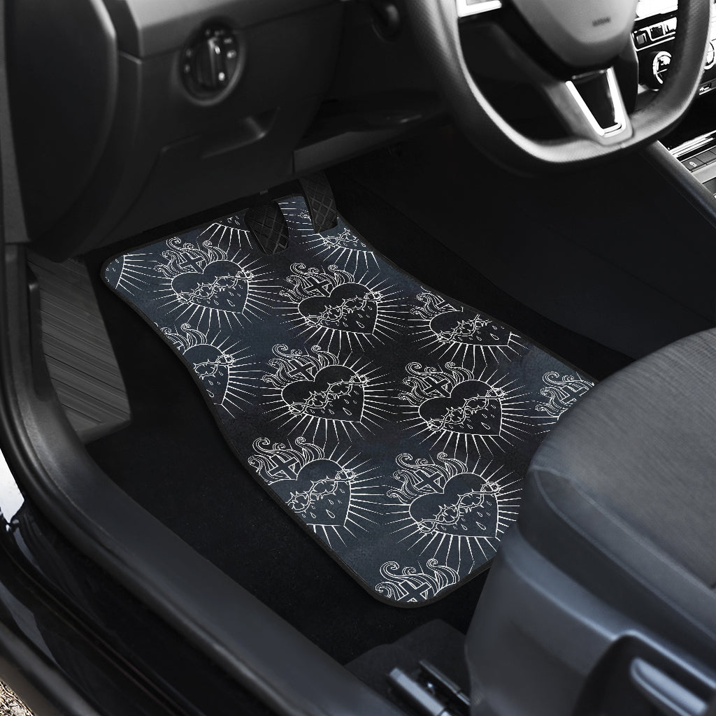 Christian Heart Tattoo Style Car Floor Mats Front Back