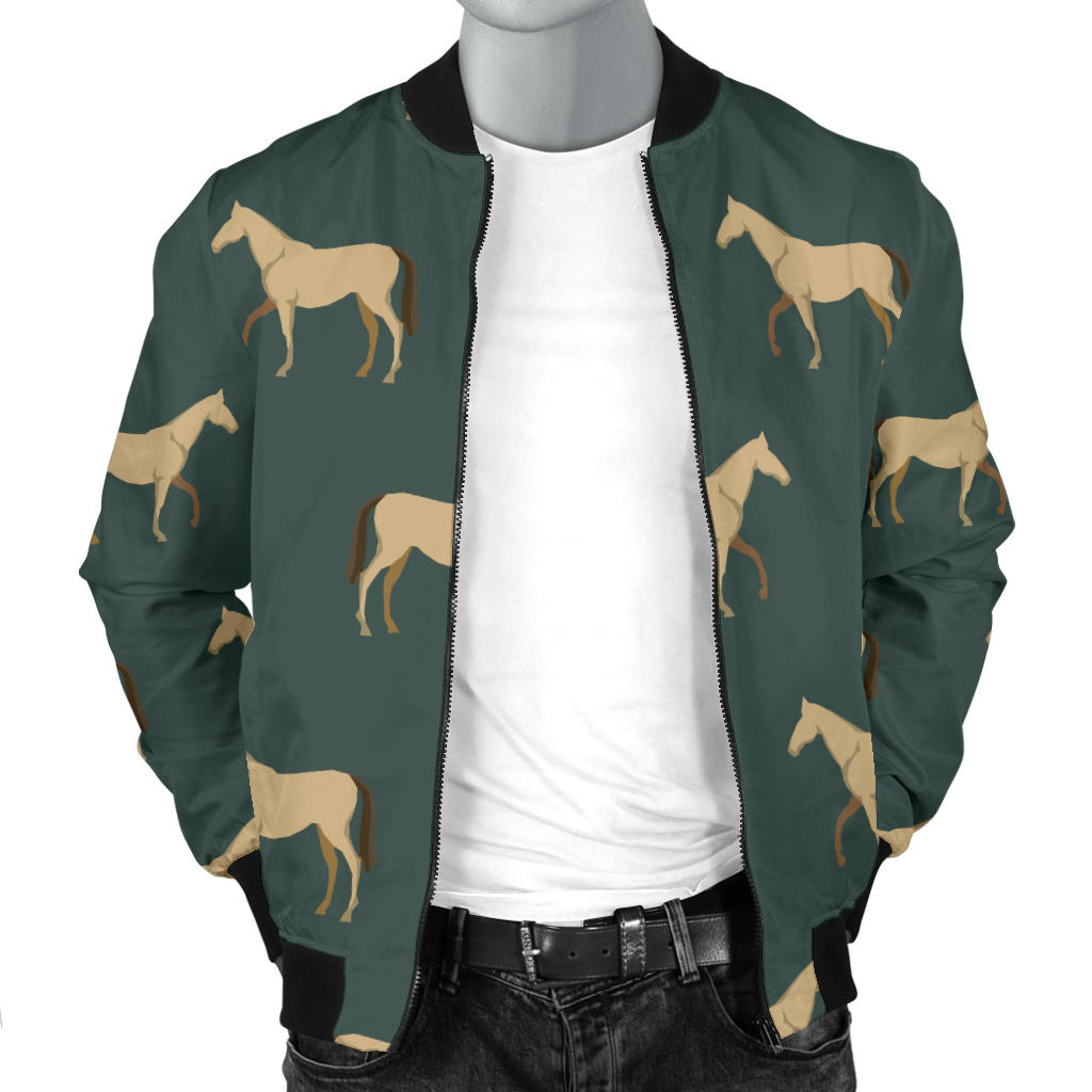 Horse Classic Themed Pattern Print Men Bomber Jacket
