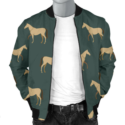 Horse Classic Themed Pattern Print Men Bomber Jacket