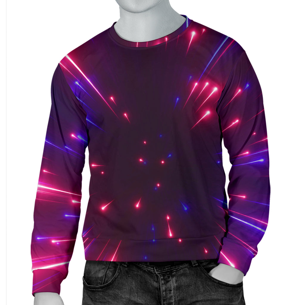 Celestial Purple Blue Neon Speed Light Men Long Sleeve Sweatshirt