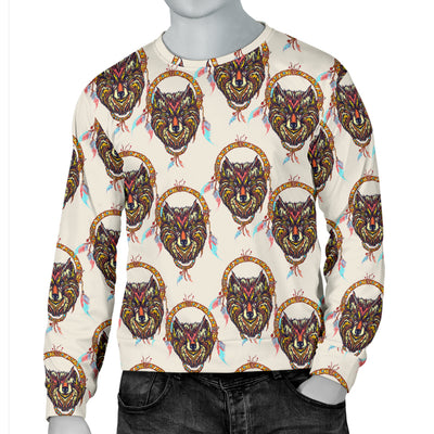 Wolf Tribal Dream Catcher Design Print Men Long Sleeve Sweatshirt